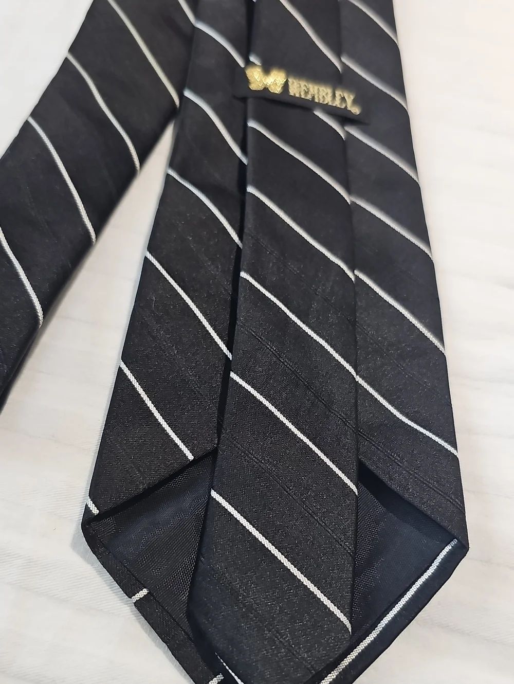 Wembley Black & White Striped Men's Neck Tie
